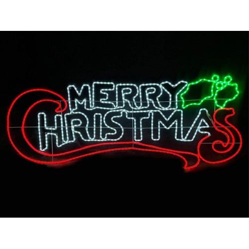 12M LED MERRY CHRISTMAS WITH CONTROLLER 100*44 (White And Red)